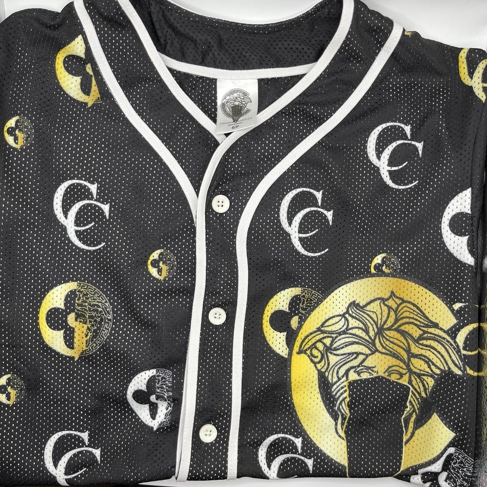Crooks and Castles Baseball Jersey Mens Small  Black CC Short‎ Sleeve Medusa